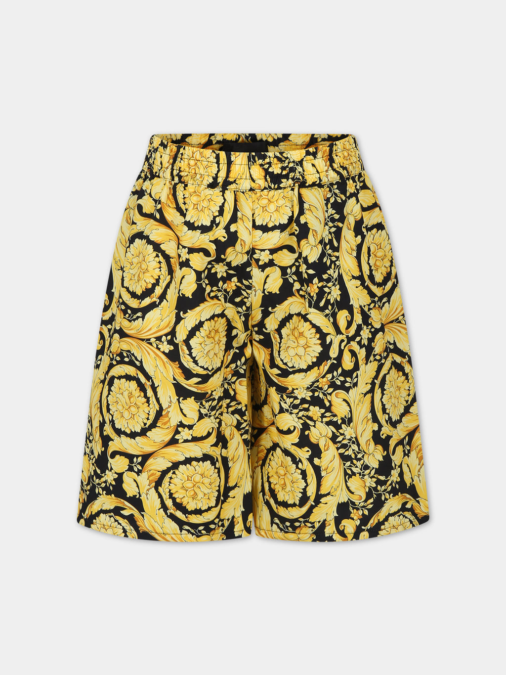 Black shorts for boy with baroque print